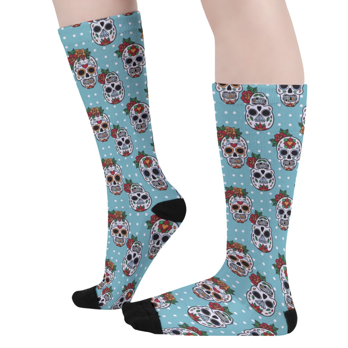 Floral sugar skull Unisex Long Socks