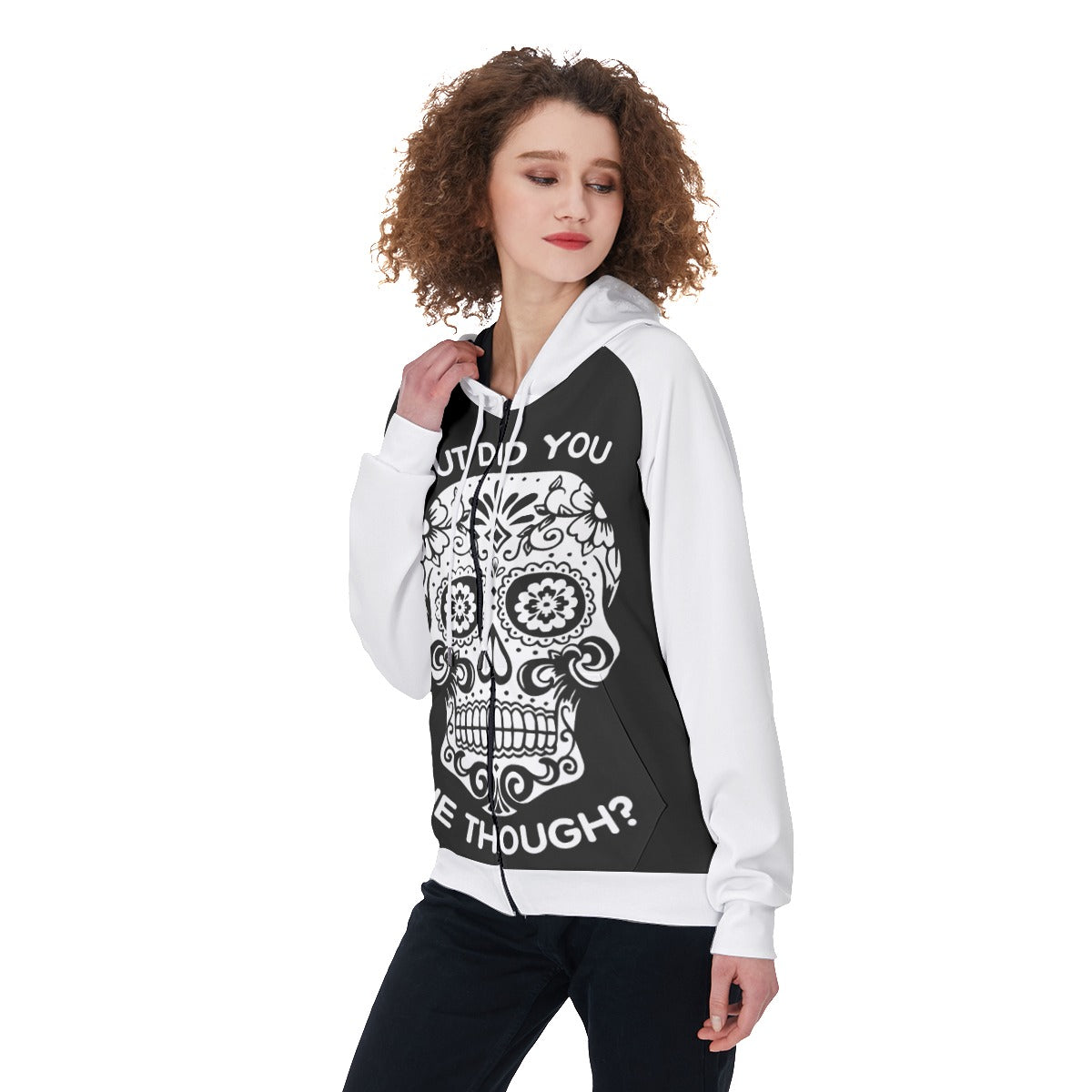 Sugar skull All-Over Print Women's Raglan Zip Up Hoodie