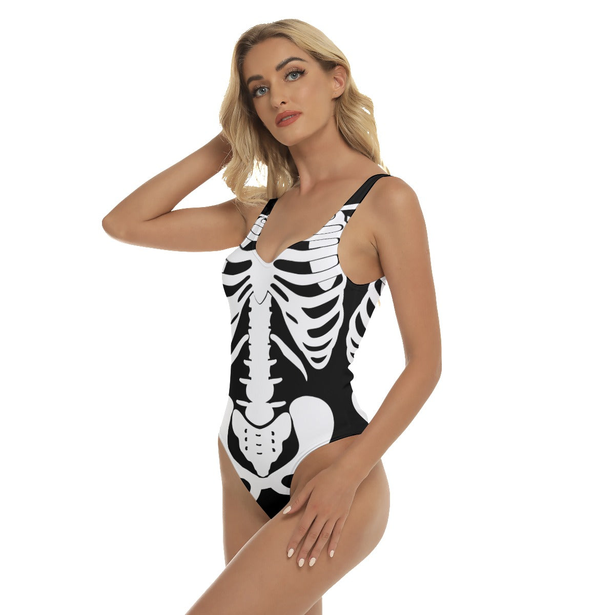 Halloween skull Women's One-piece Swimsuit, Gothic skeleton skull swimsuit