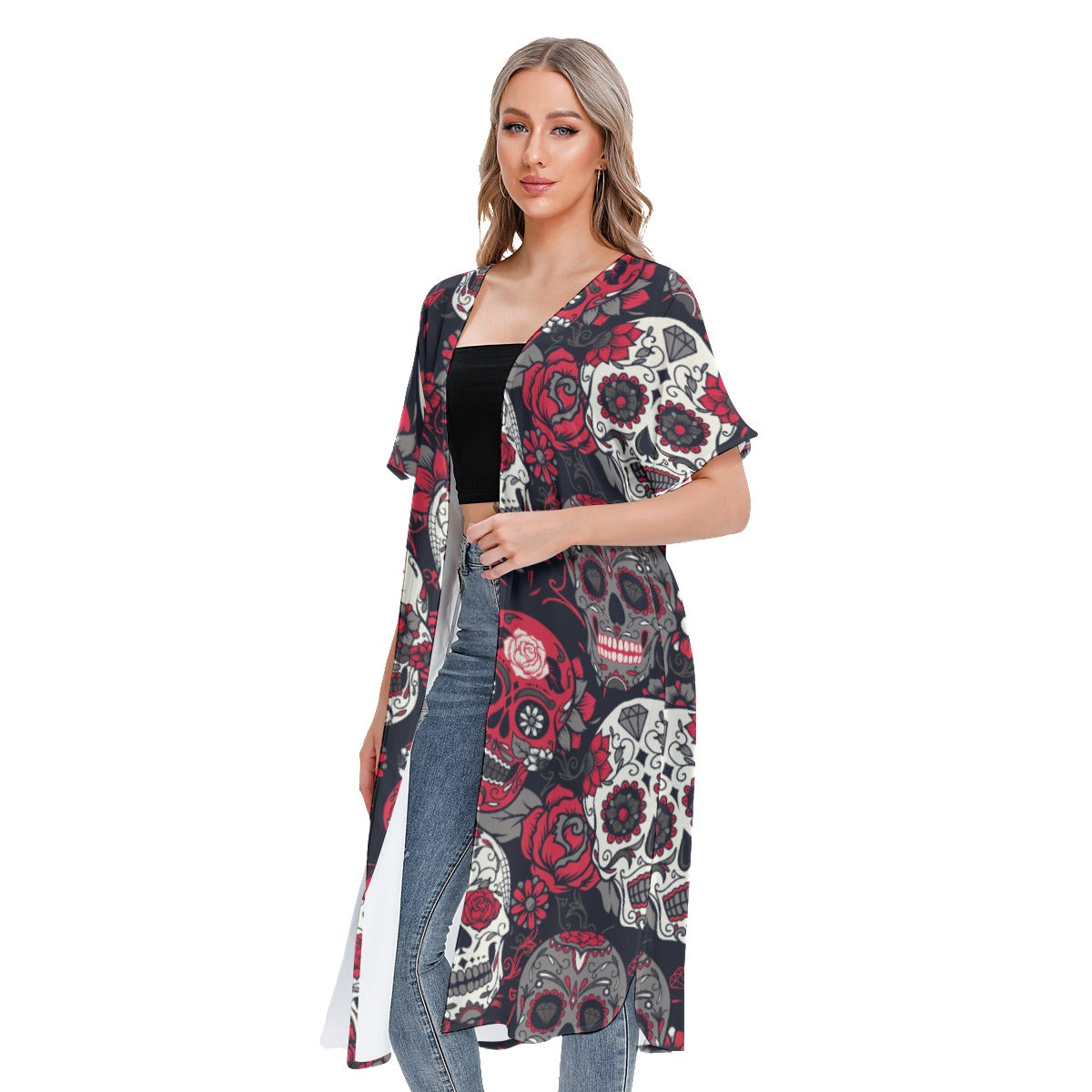 All-Over Print Women's Short Sleeve Cardigan