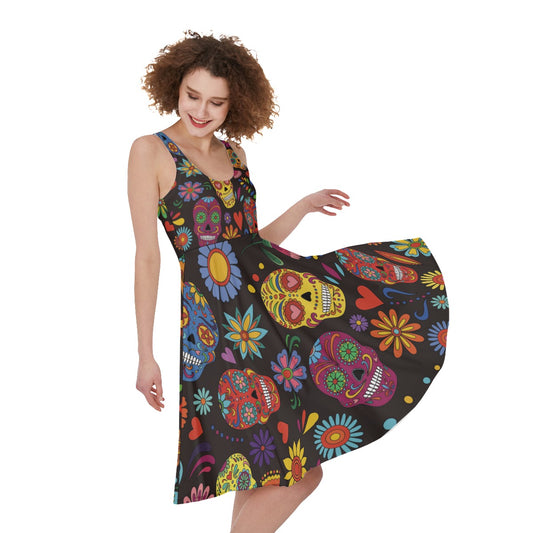 Sugar skull Day of the dead pattern Women's Dress