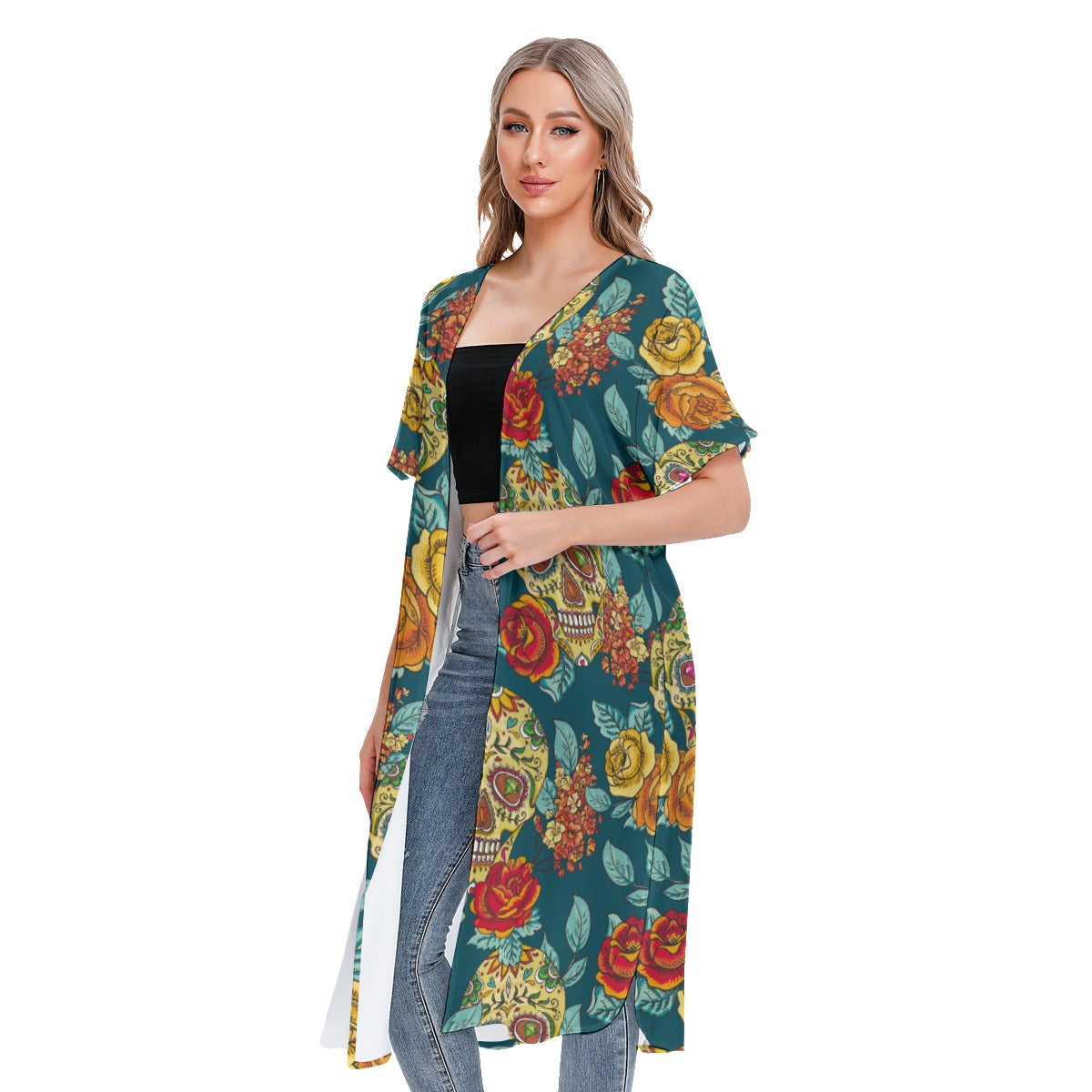 All-Over Print Women's Short Sleeve Cardigan