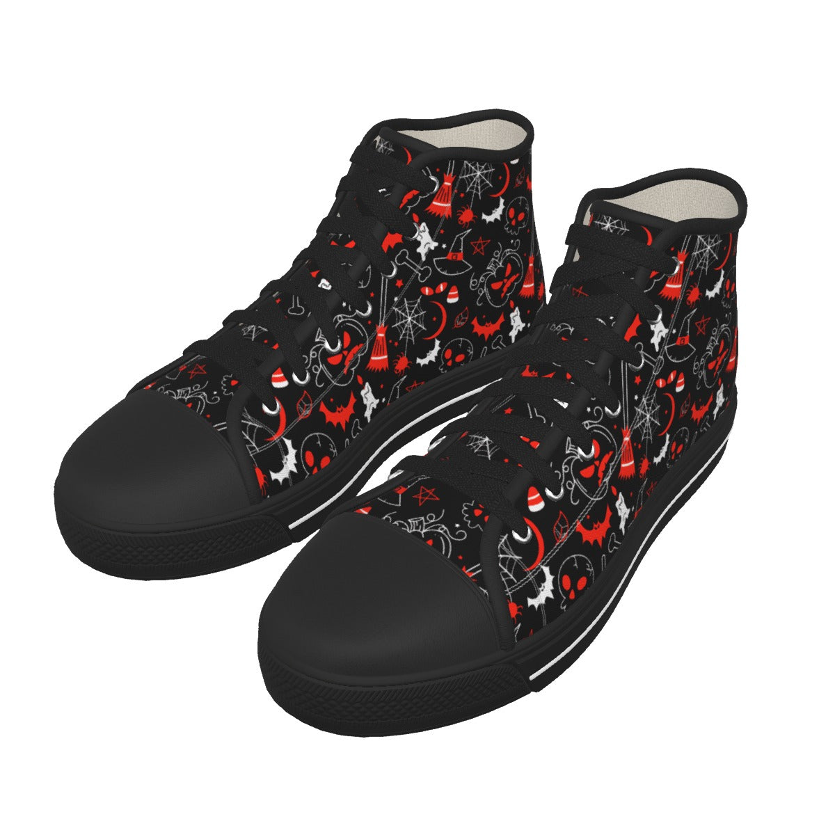 Gothic skull Women's Black Sole Canvas Shoes, Halloween skull shoes