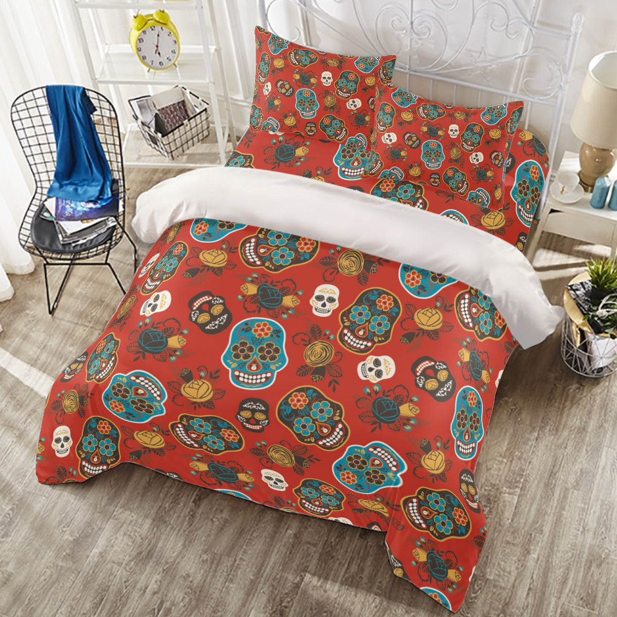 Candy skulls Mexican Calaveras skull Four-piece Duvet Cover Set