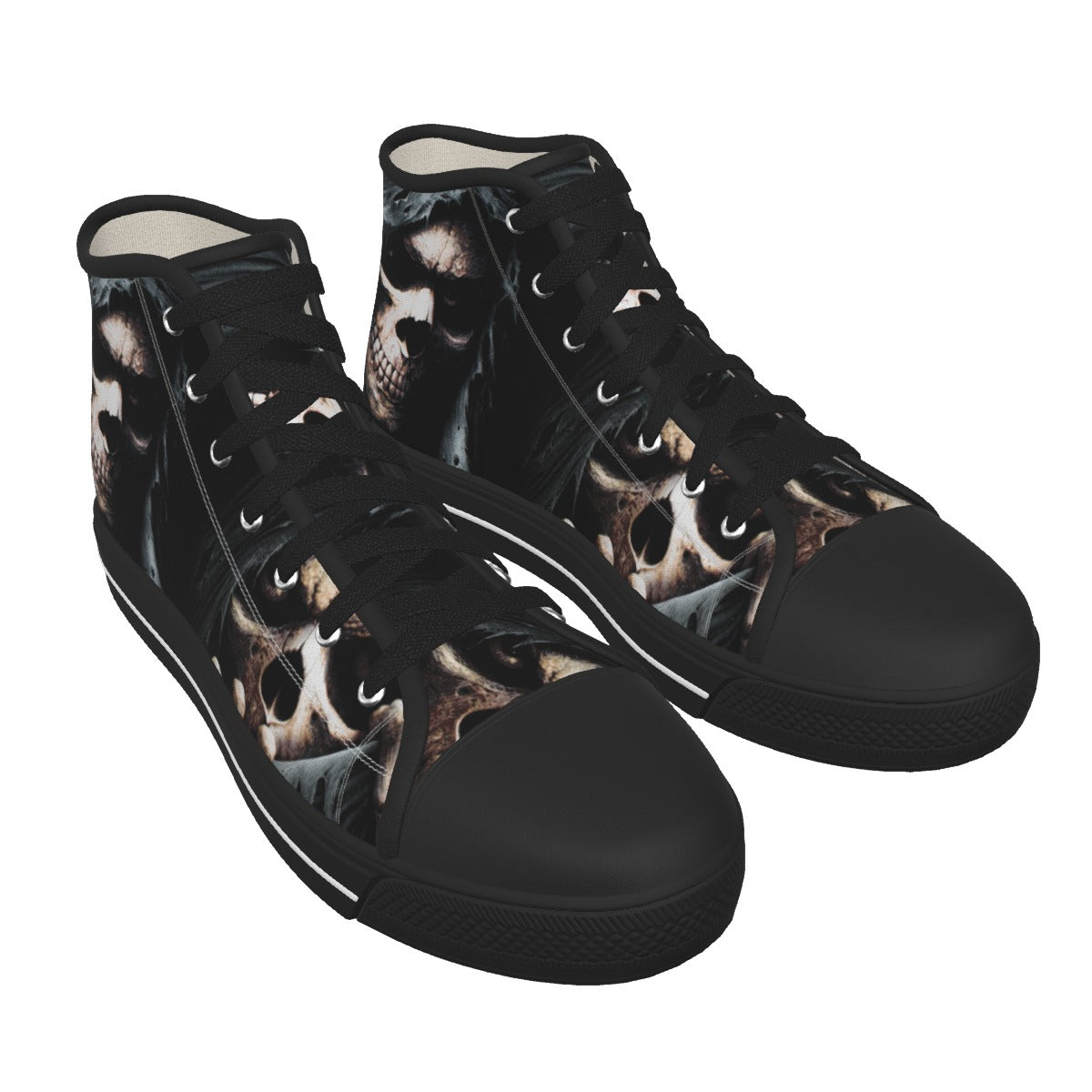 Grim reaper skeleton Women's Black Sole Canvas Shoes