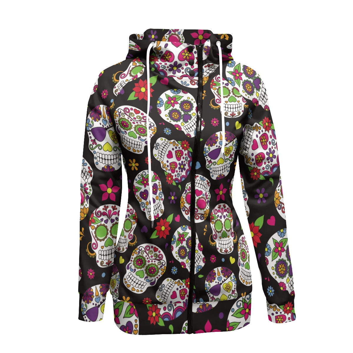 Dia de los muertos sugar skull Women's Long Pullover Hoodie