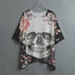 Skull All-Over Print Women's Bat Sleeve Shirt