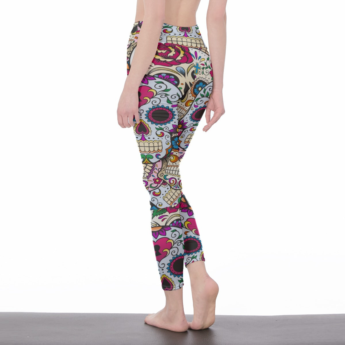Sugar skull Dia de los muertos Women's Casual Leggings, Calavera skull yoga pants, skull leggings