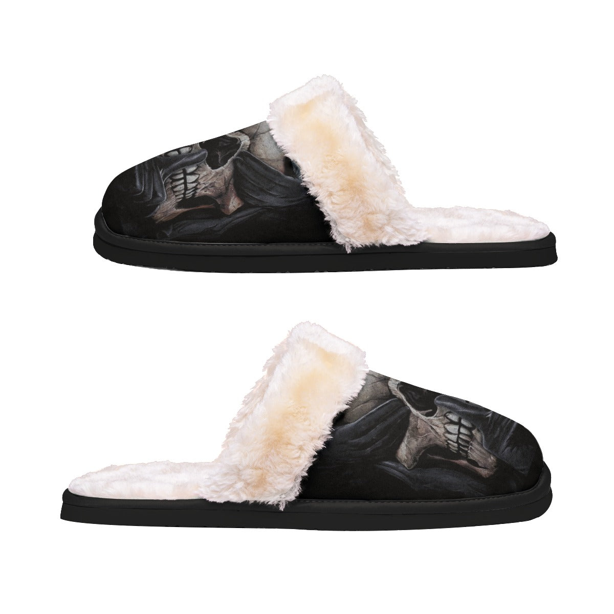 Halloween skeleton Xmas skull gothic horror Women's Home Plush Slippers