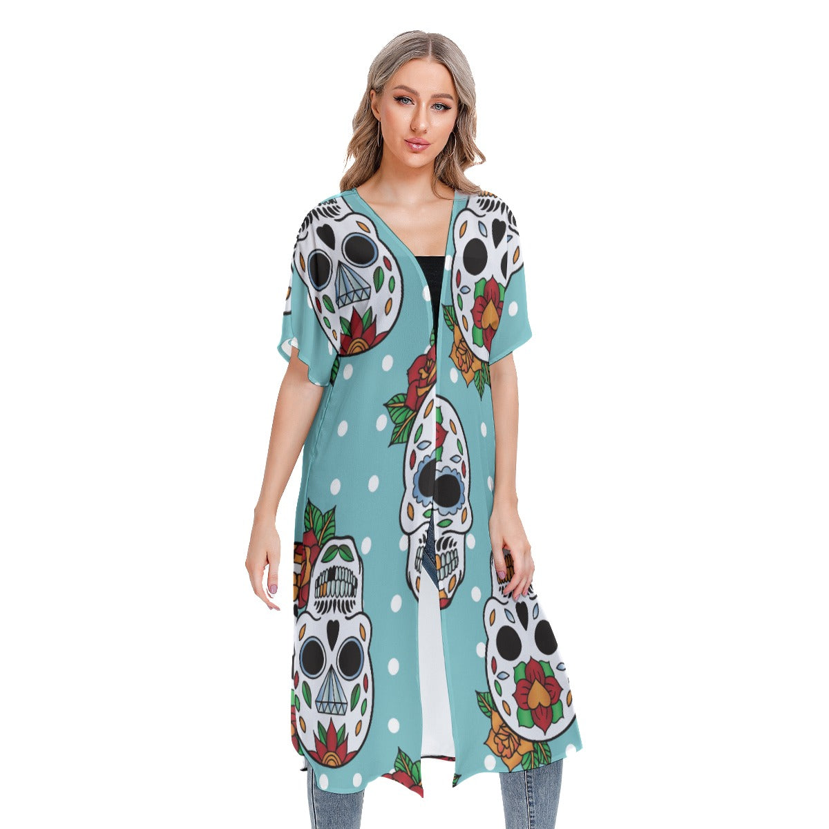 All-Over Print Women's Short Sleeve Cardigan