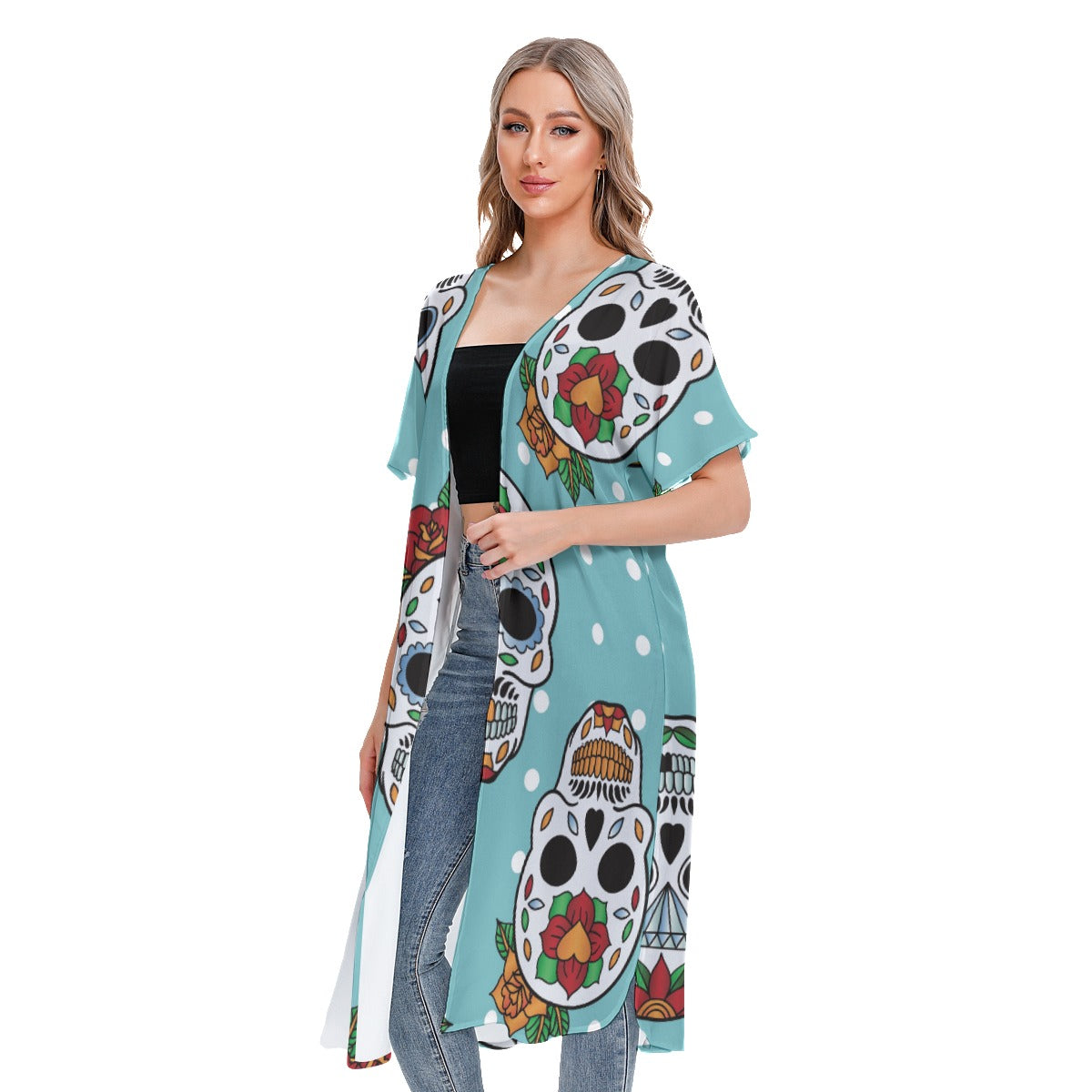 All-Over Print Women's Short Sleeve Cardigan