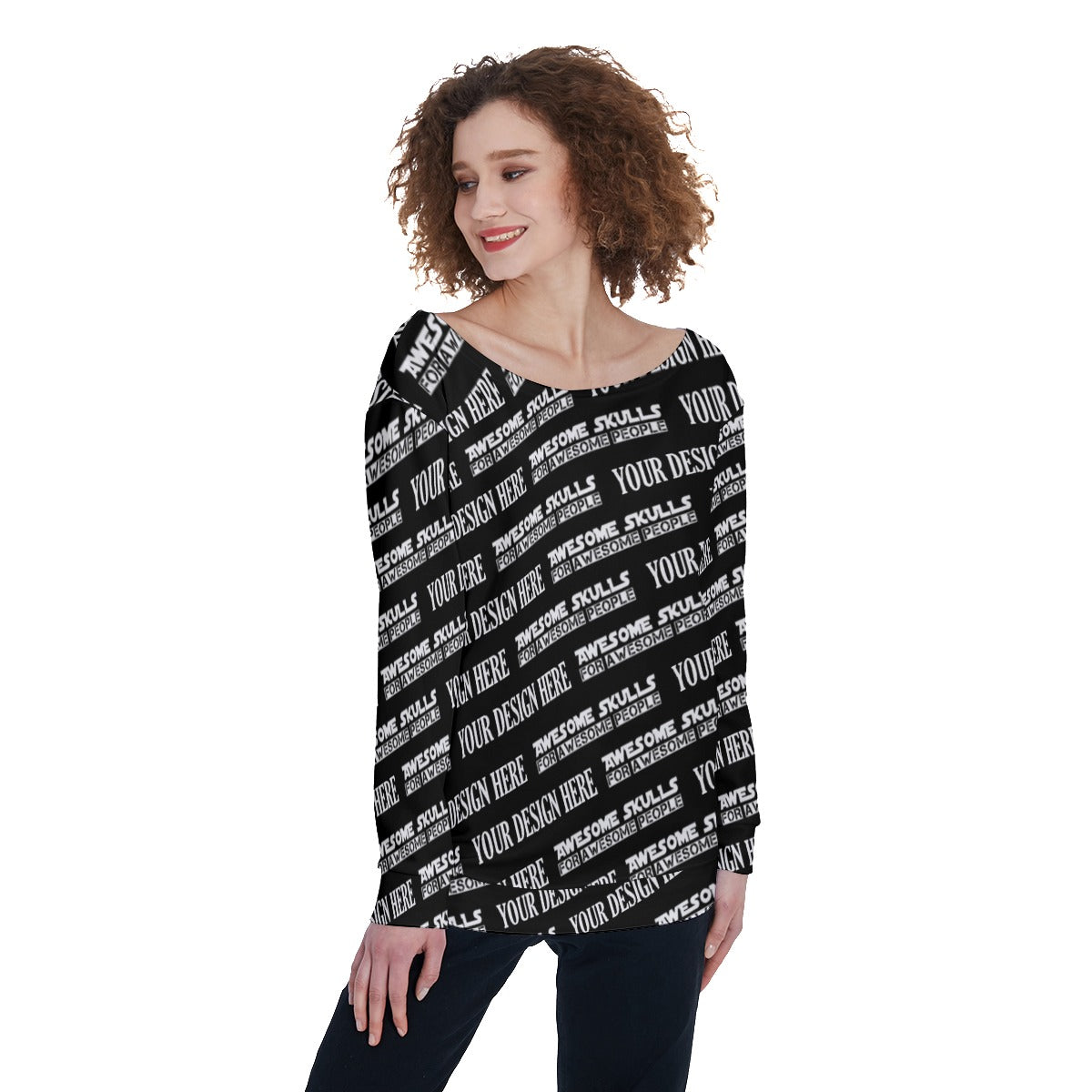 Custom print on demand pod Women's Hoodie Off-Shoulder Sweatshirt