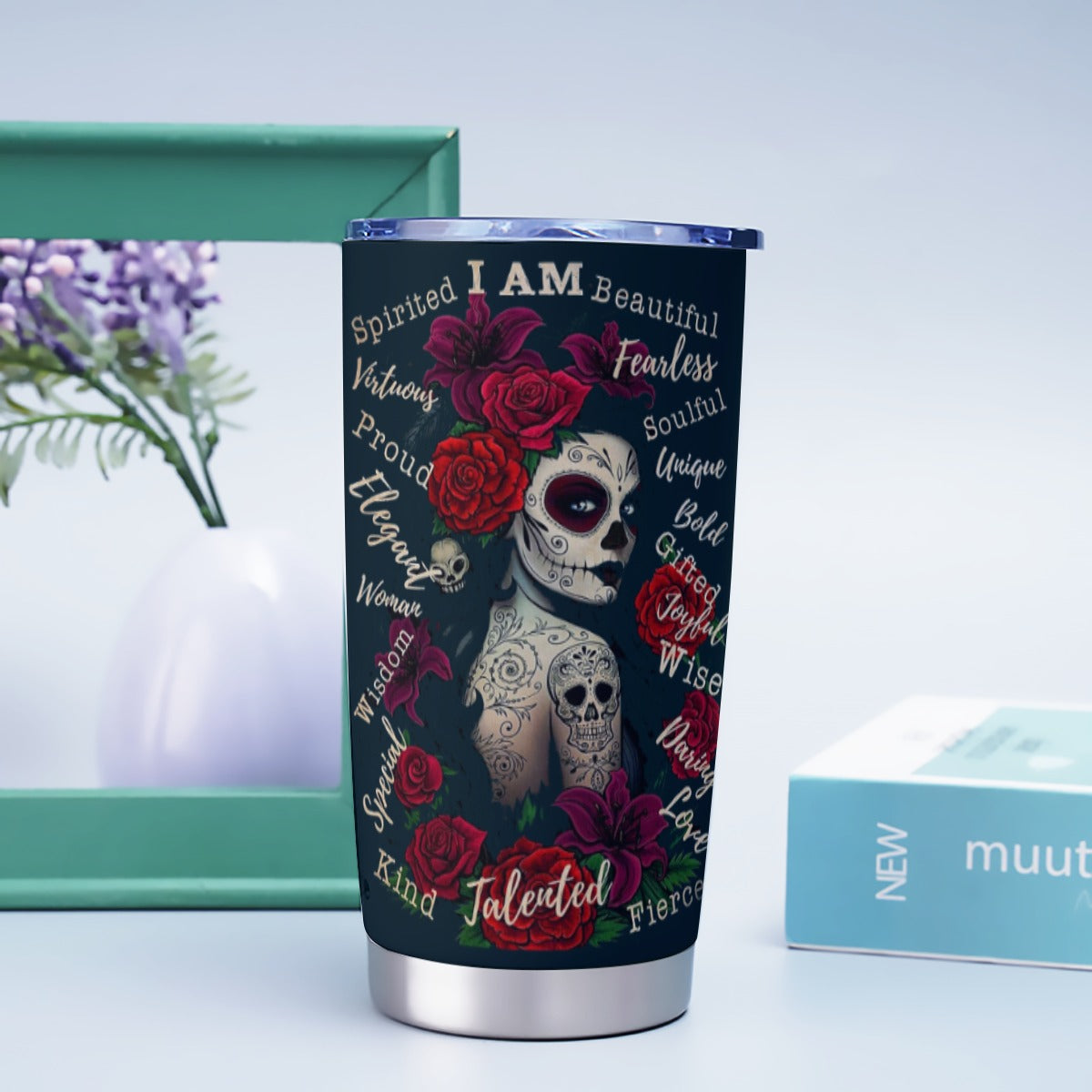 Sugar skull beautiful girl Tumbler - Custom Name