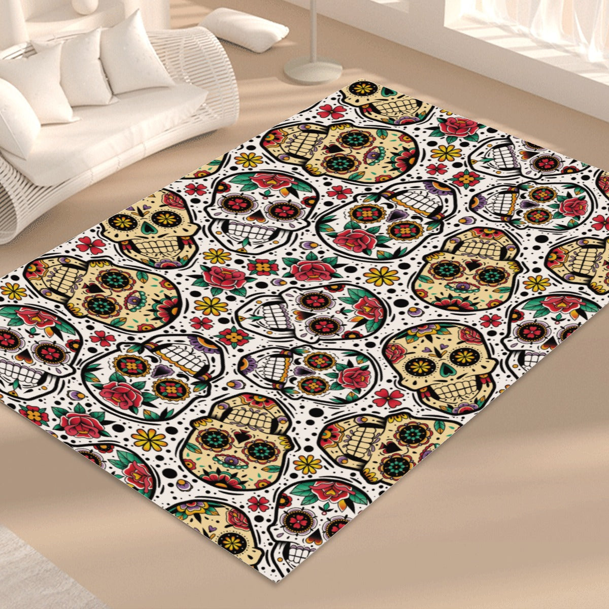 Day of the dead pattern Foldable Rectangular Floor Mat