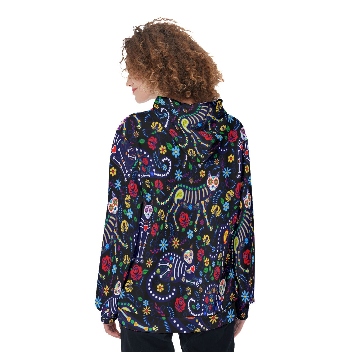 Sugar skull cat Women's Pullover Hoodie