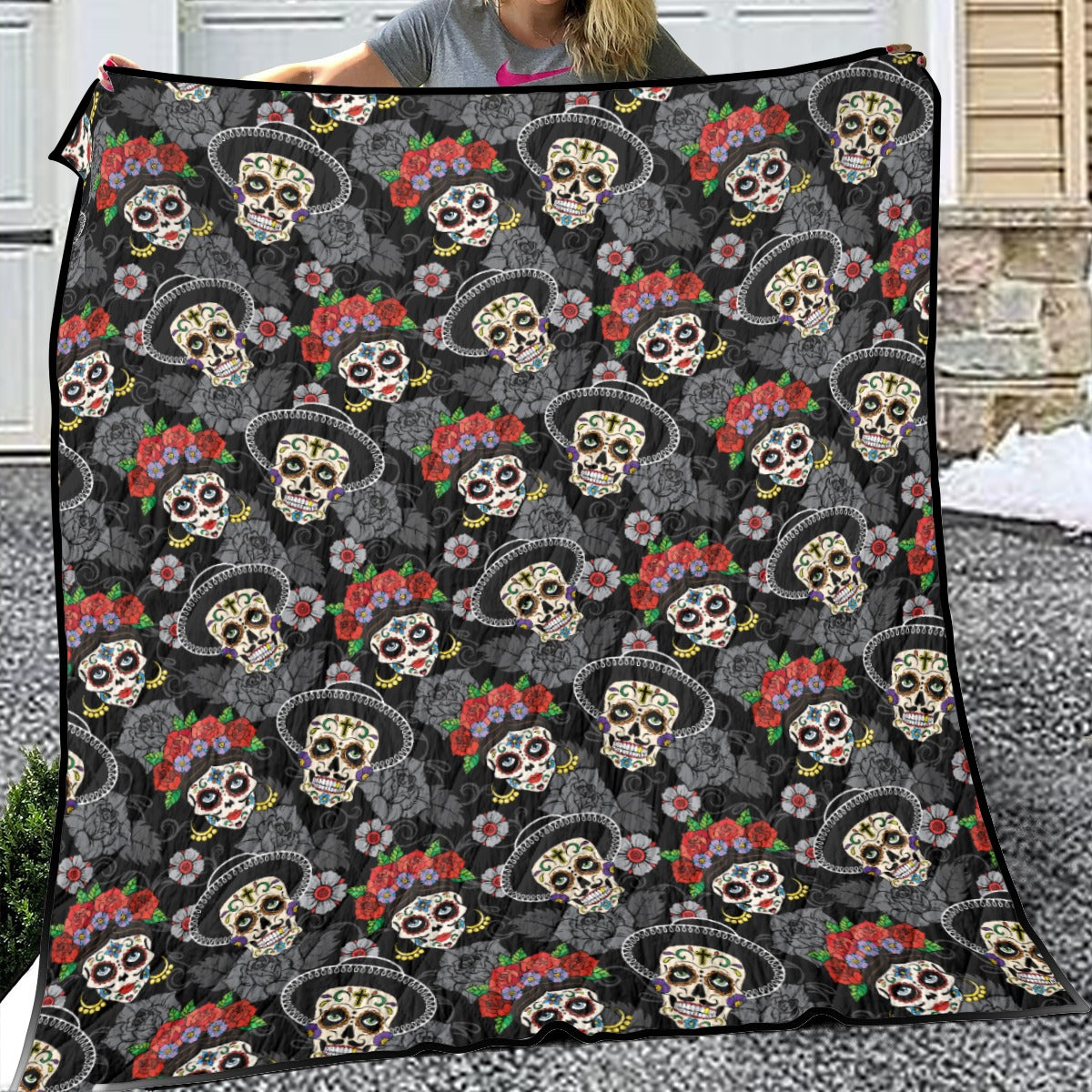 Sugar SKull day of the dead Household Lightweight & Breathable Quilt, Sugar skull blanket