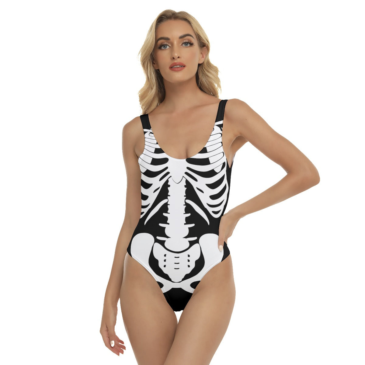 Halloween skull Women's One-piece Swimsuit, Gothic skeleton skull swimsuit