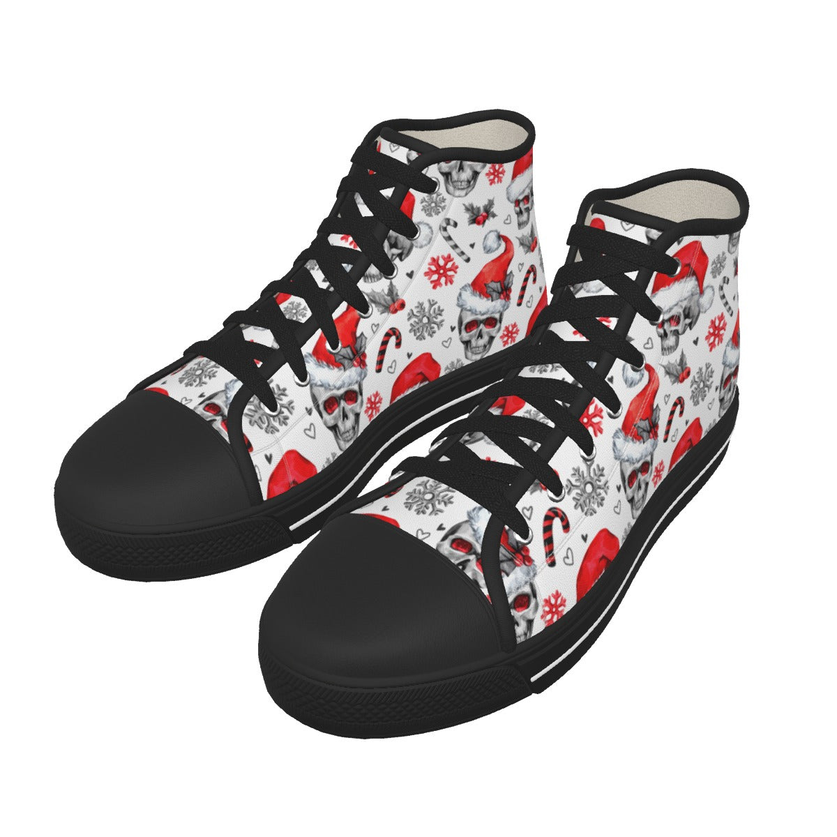 Skull santa claus Women's Canvas Shoes, Gothic Christmas skull skeleton women's shoes sneakers