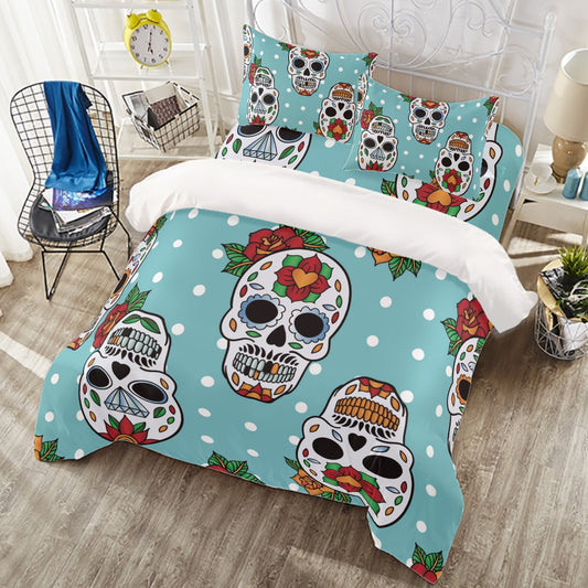 4 pcs sugar skull beeding set (1 Duvet Cover + 1 sheet + 2 pillow cases)