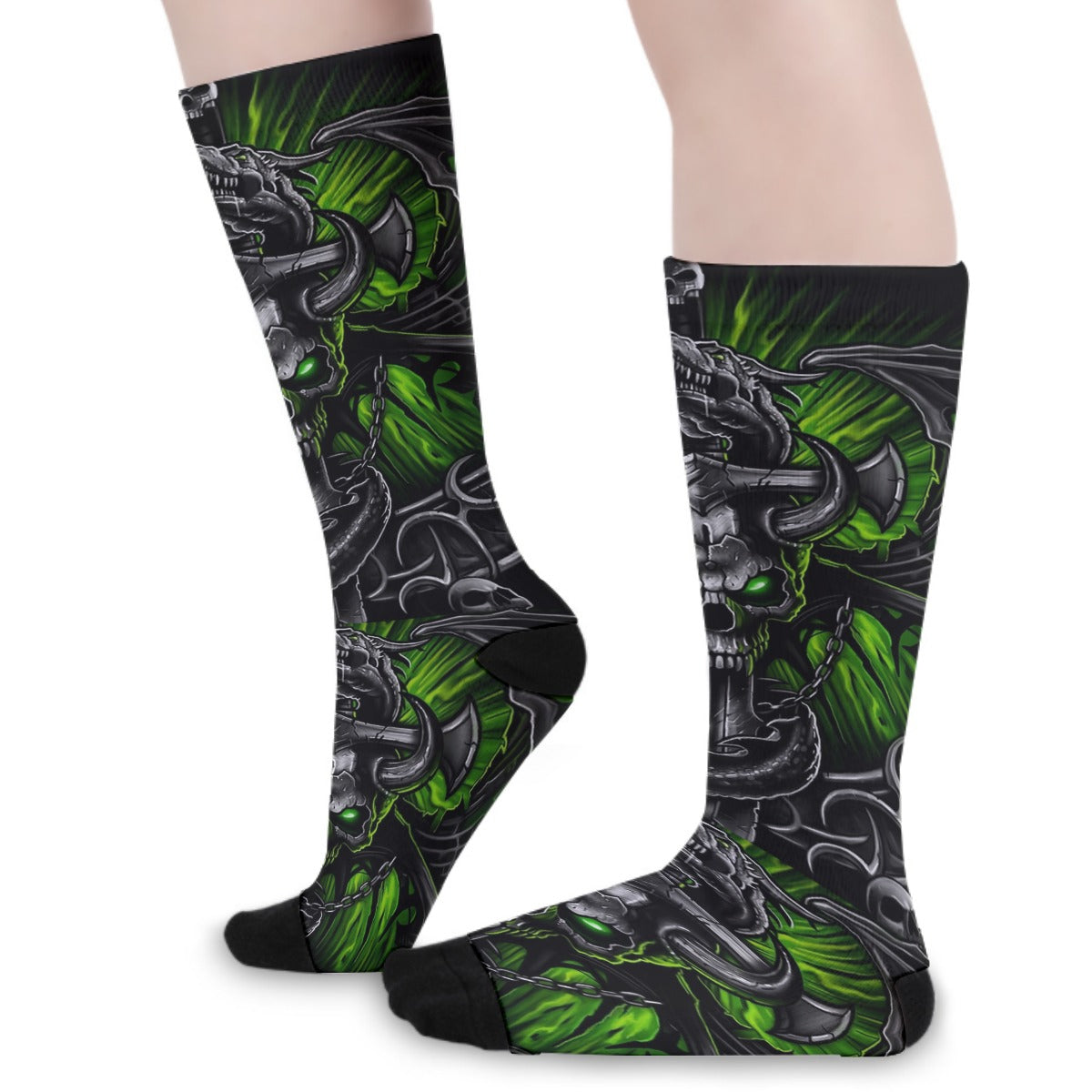 Dragon gothic skull All-Over Print Unisex Long Socks