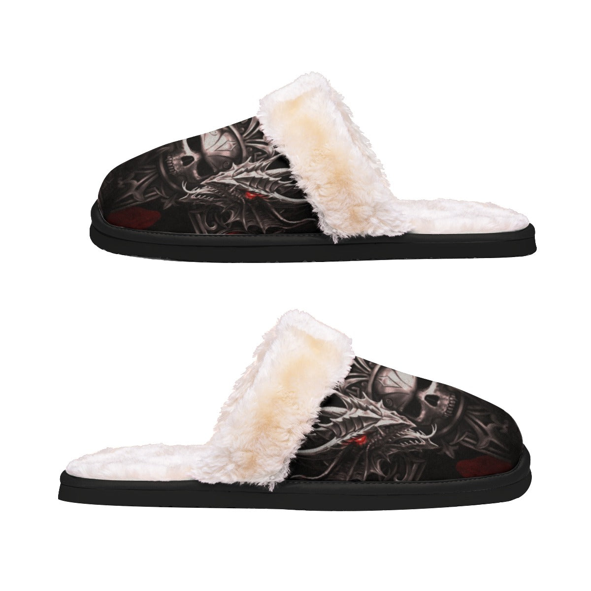 Dragon gothic skull Women's Home Plush Slippers