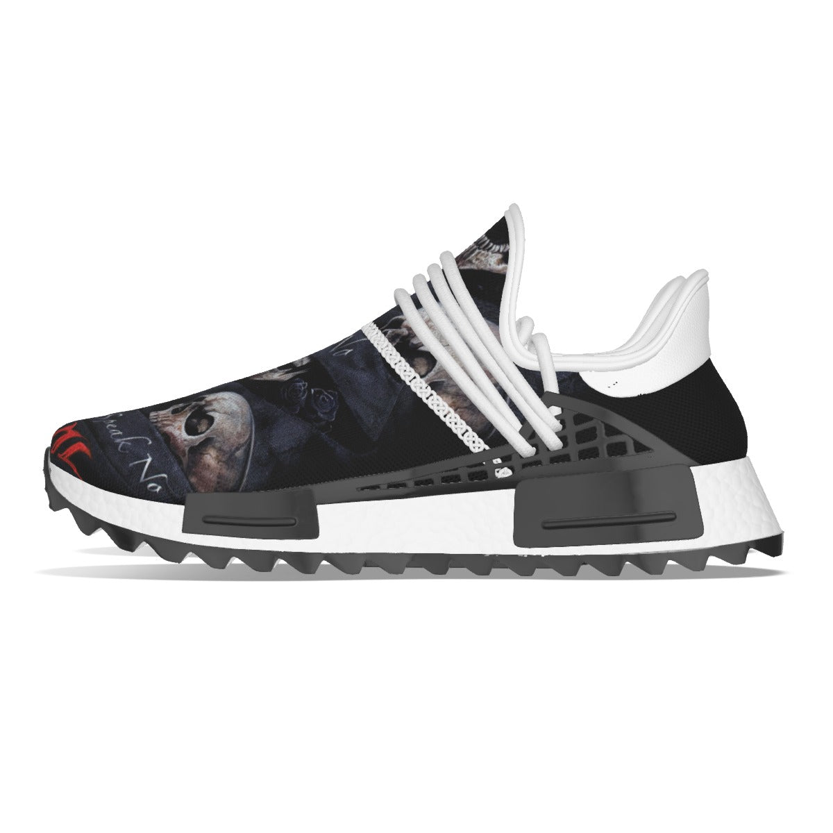 No see no hear no speak skeleton Halloween Women's Mesh Sneakers