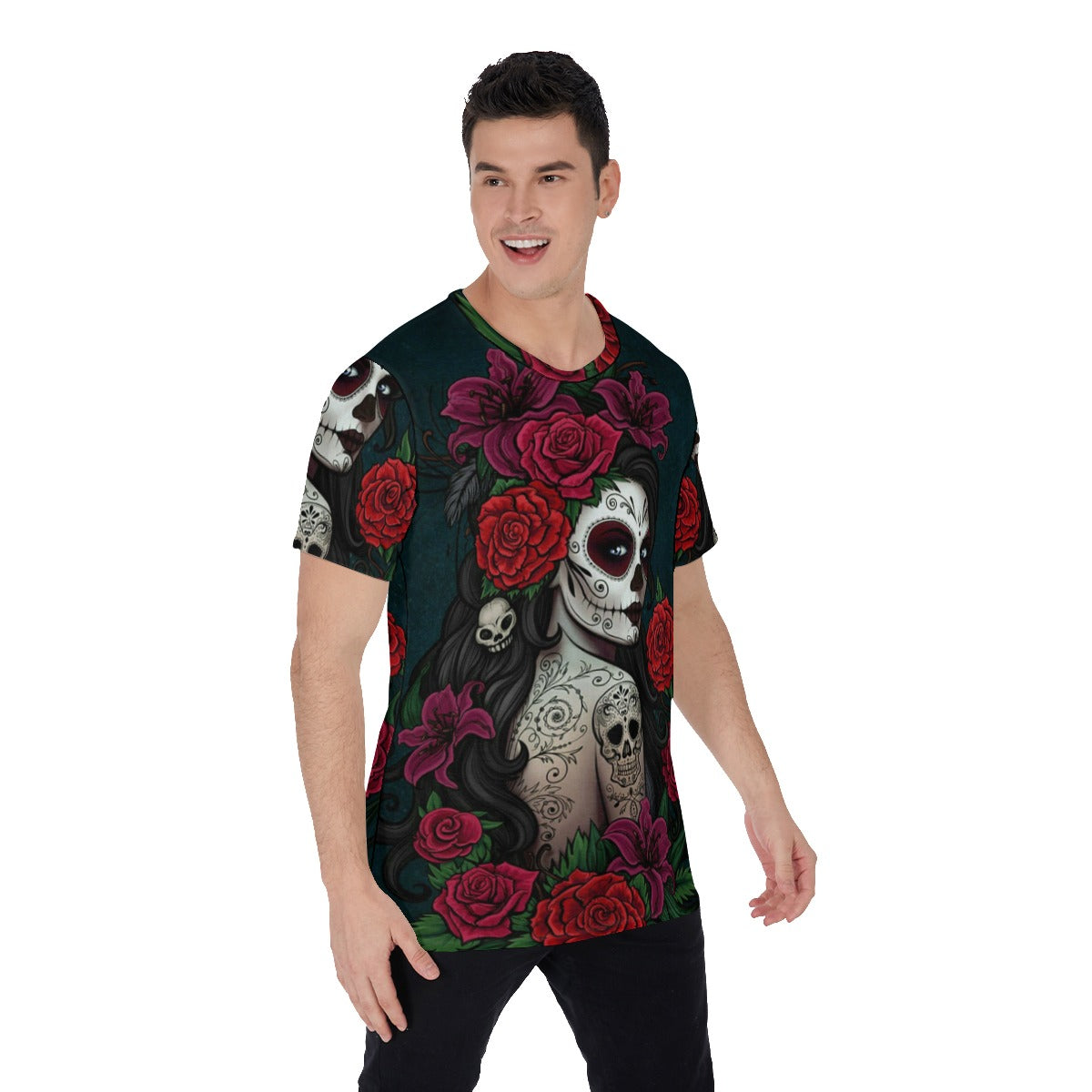 Sugar skull girl Day of the dead Men's O-Neck T-Shirt, Dia de los muertos skull V-Neck shirts