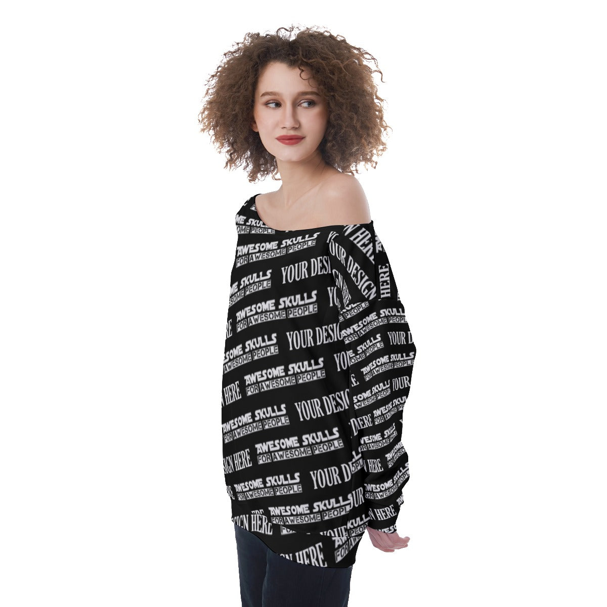 Custom print on demand pod Women's Hoodie Off-Shoulder Sweatshirt