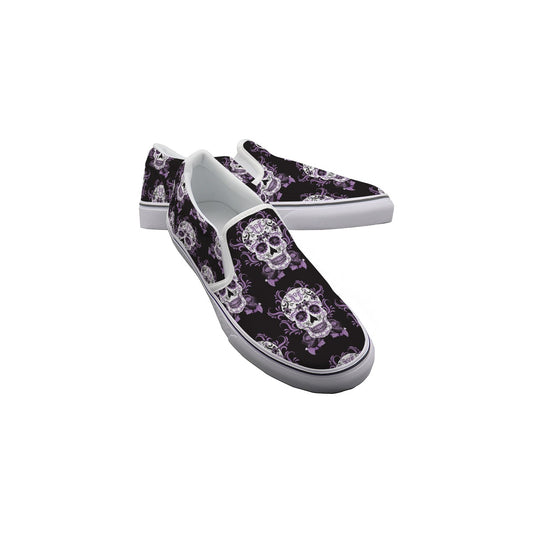 Sugar skull day of the dead slip on skull Women's Slip On Sneakers