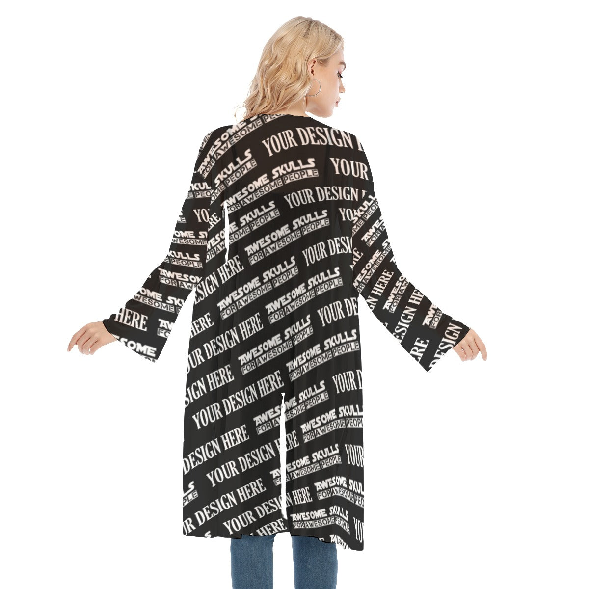 Custom Print on demand POD women's Knitwear & Cardigan Long Sleeve Mesh Cardigan