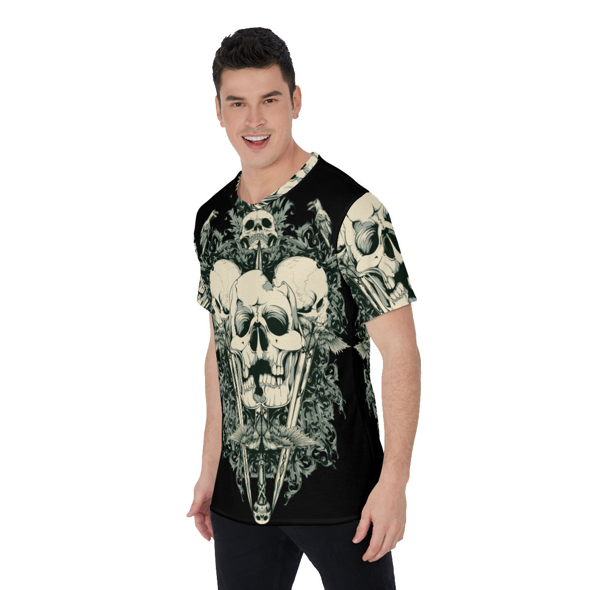Skull evils Men's O-Neck T-Shirt, Gothic grim reaper Horror Halloween V-Neck t-shirt