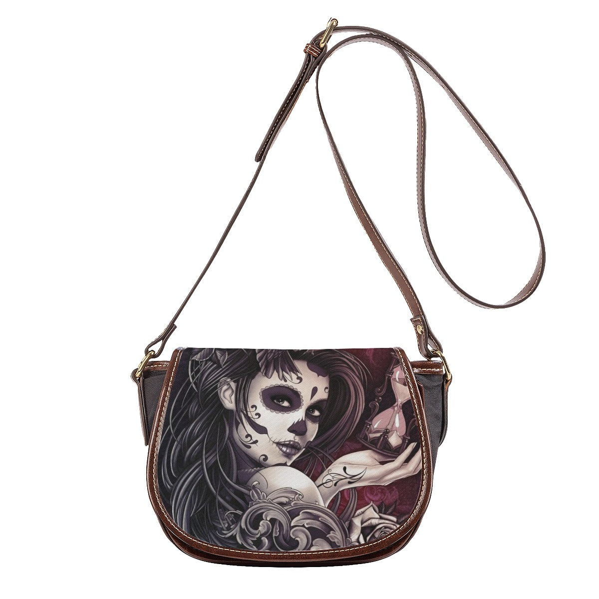 Day of the dead sugar skull girl Tambourin Bag, Dia de los muertos Tambourin Bag With Single Strap