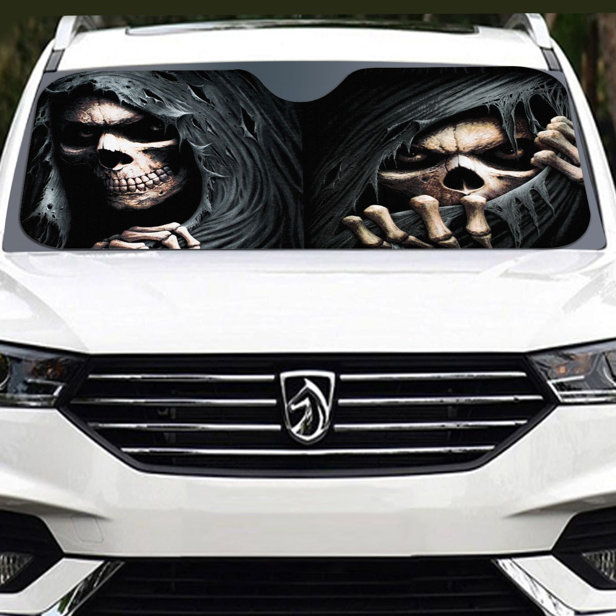 Grim reaper Windshield Sunshade, skull skeleton sunshade, gothic sunshade