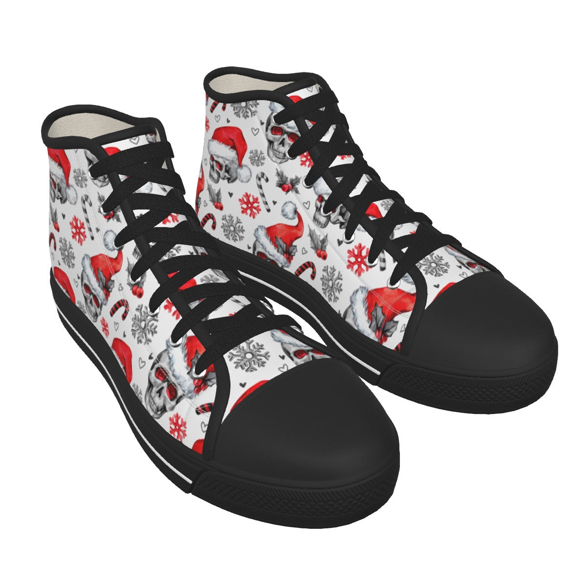 Skull santa claus Women's Canvas Shoes, Gothic Christmas skull skeleton women's shoes sneakers