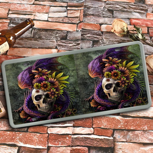 Skull dragon gothic Vintage License Plate Decoration Painting, Halloween car decoration
