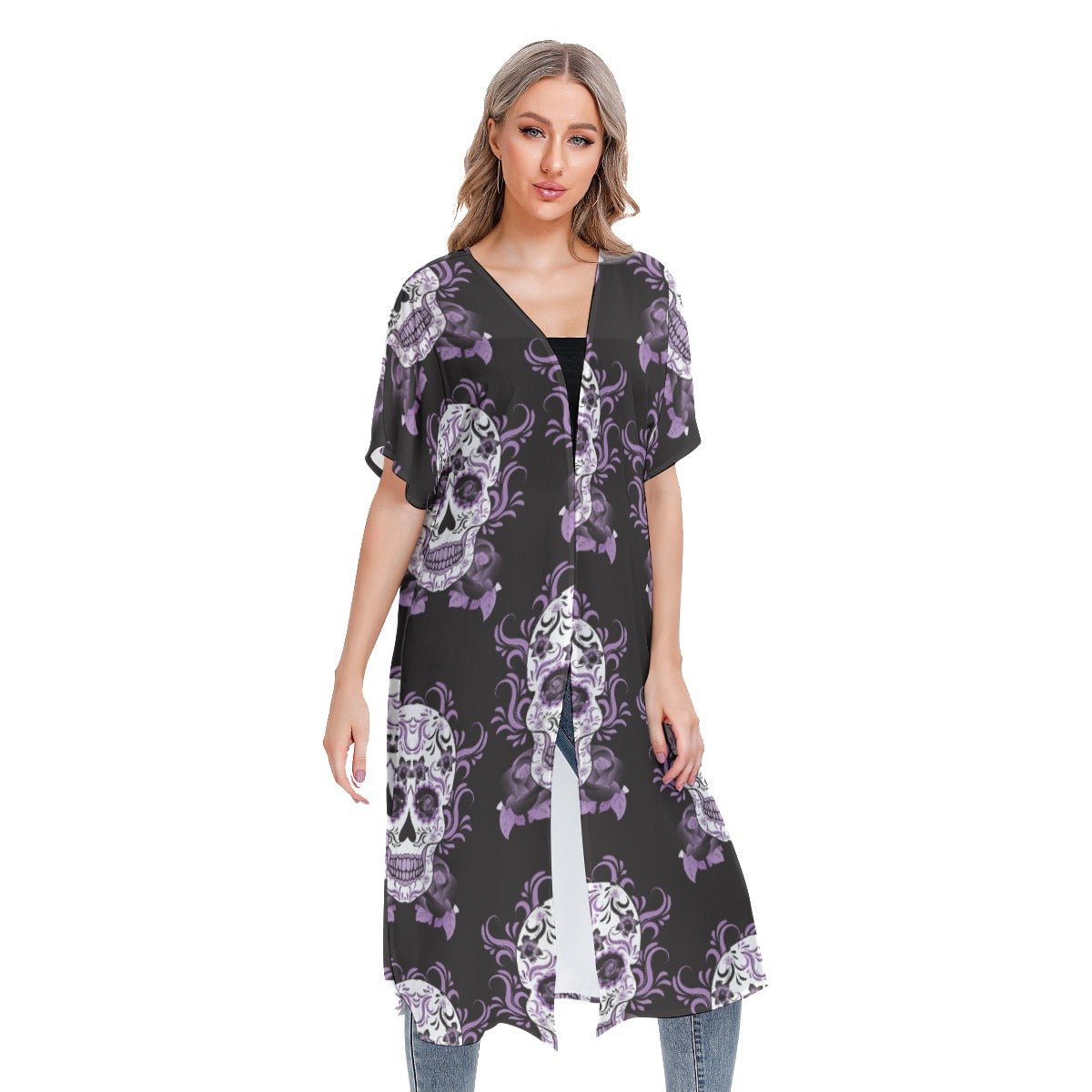 All-Over Print Women's Short Sleeve Cardigan