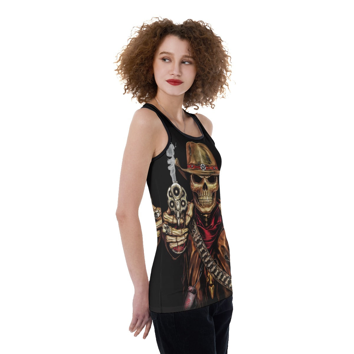 Sugar skull Mexican skull Women's Back Hollow Tank Top