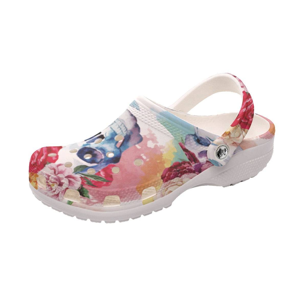 Beautiful rose skull floral skeleton Women's Classic Clogs