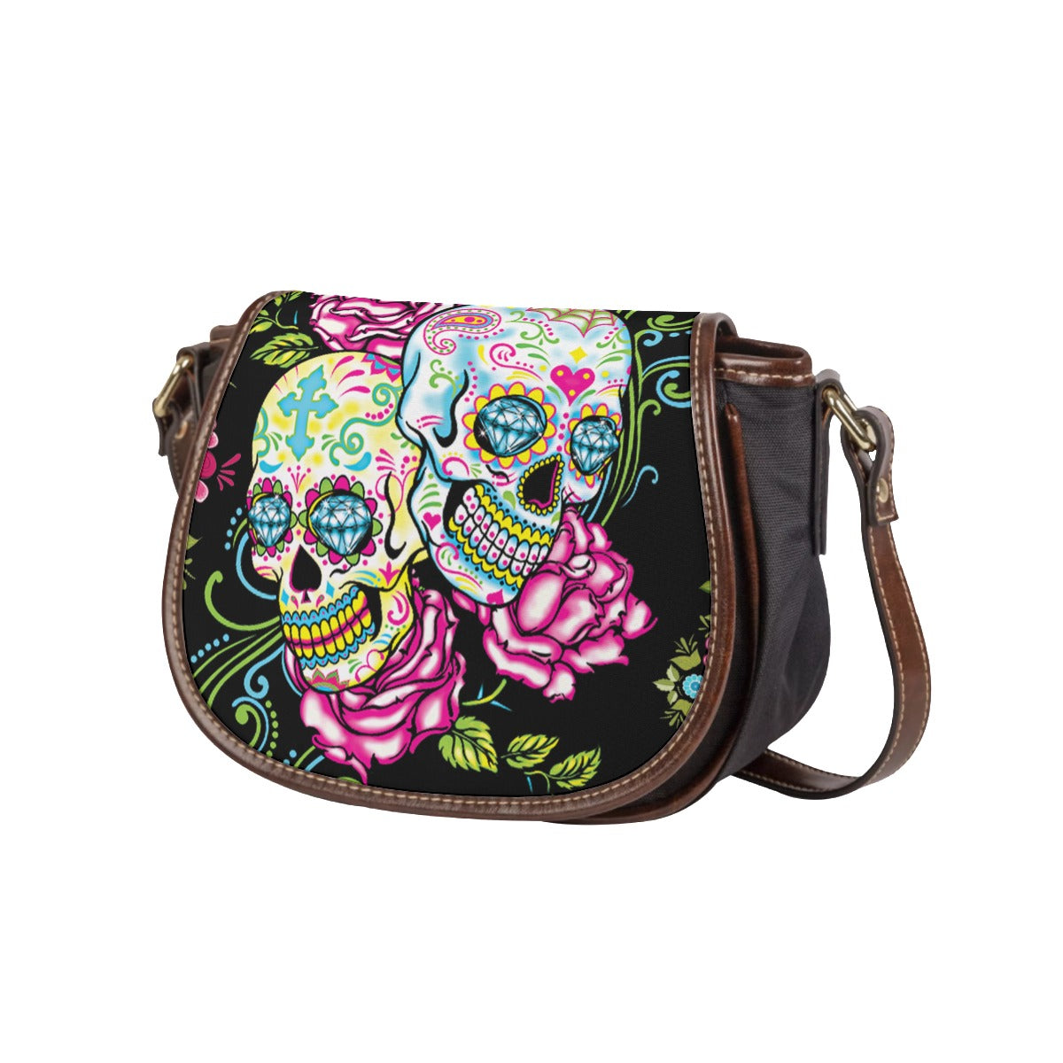 Dia de los muertos skull Tambourin Bag, sugar skull purse bag shoulder bag