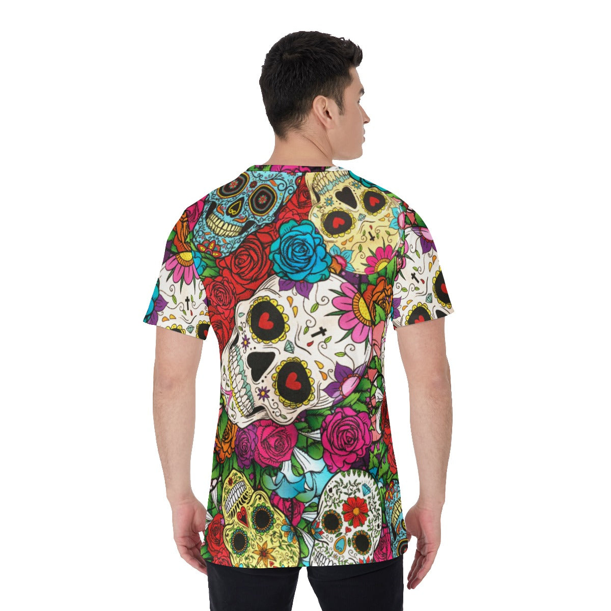 Sugar skull Men's O-Neck T-Shirt, Day of the dead V-Neck skull T-Shirt