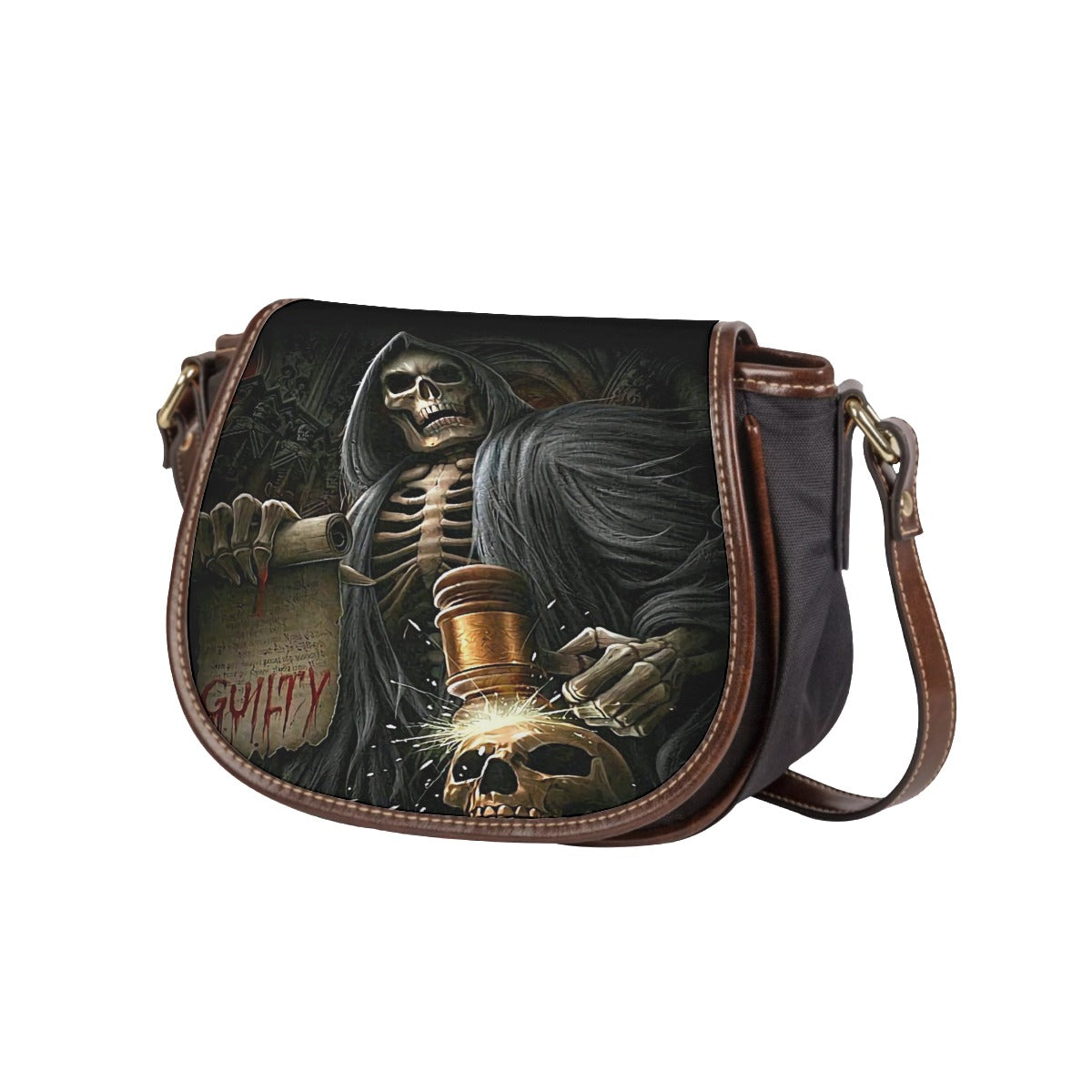 Grim reaper skull Tambourin Bag, Halloween skull purse bag