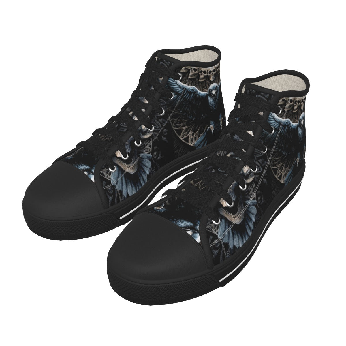 Gothic skull Men's Canvas Shoes, Halloween skeleton skull snekers shoes, skull canvas shoes