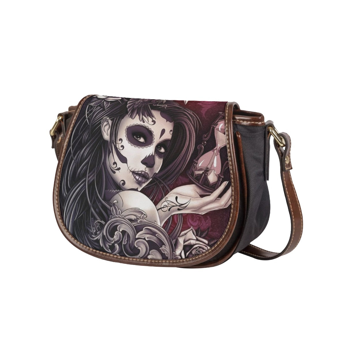 Day of the dead sugar skull girl Tambourin Bag, Dia de los muertos Tambourin Bag With Single Strap