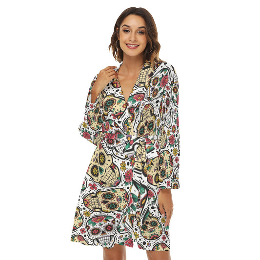 Dia de los muertos skull Women's Robe