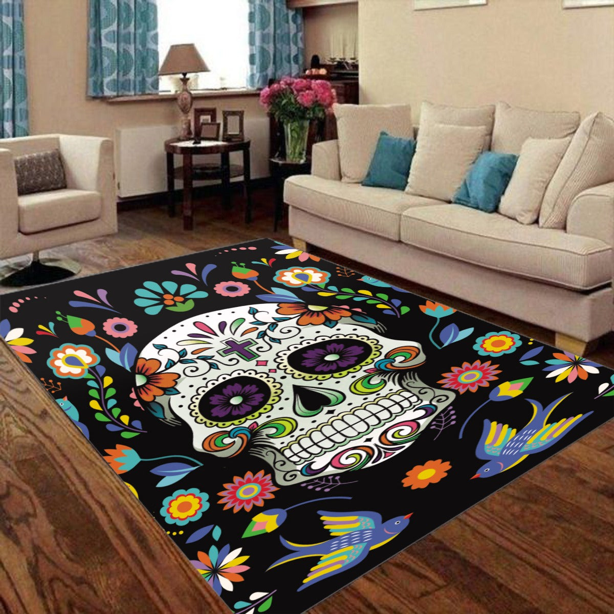 Sugar skull Day of the dead Foldable Rectangular Floor Mats