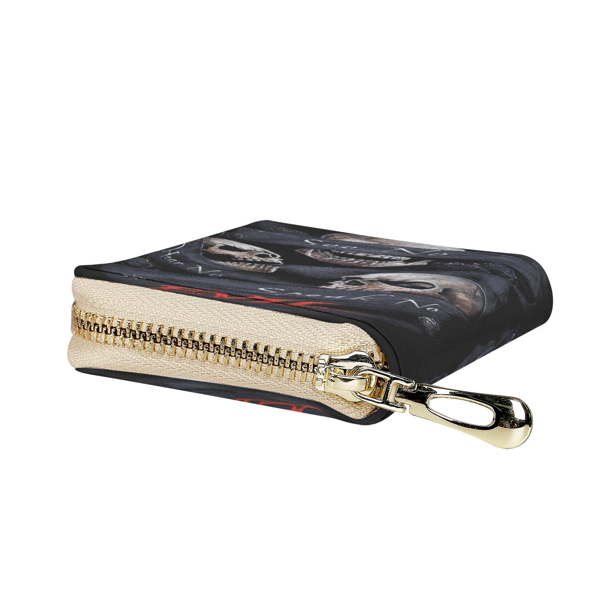 No see no hear no speak evils skull PU Card Holder, Halloween skull skeleton card holder