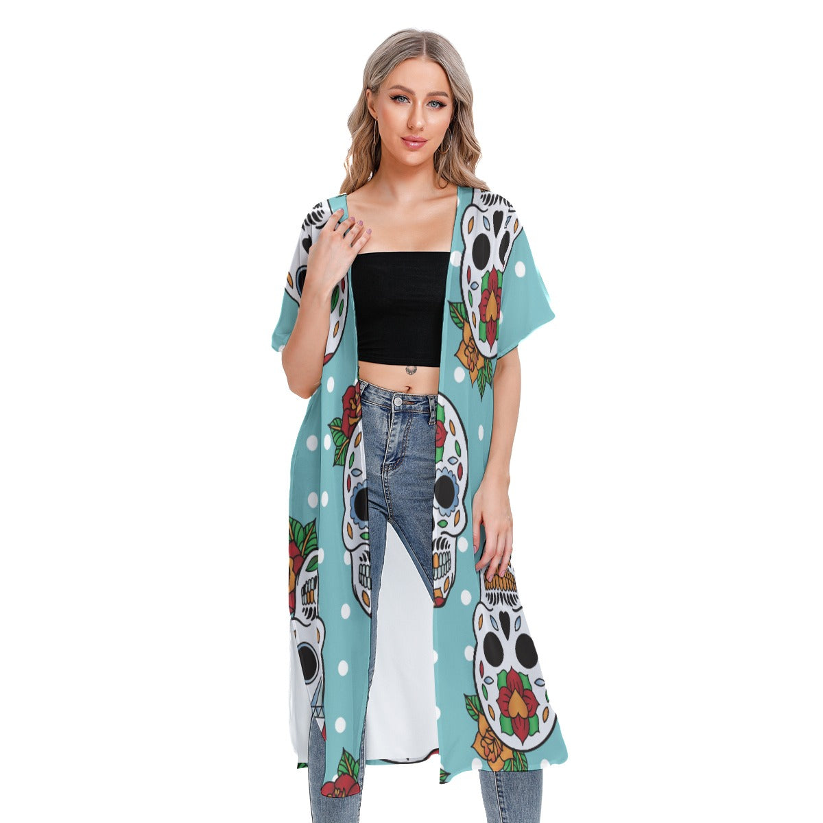 All-Over Print Women's Short Sleeve Cardigan