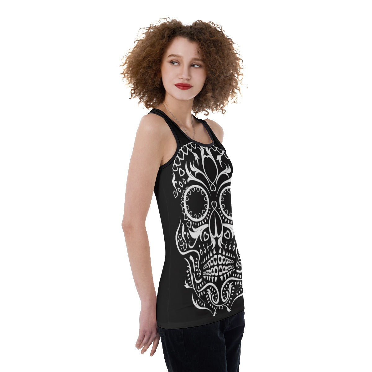 Candy sugar skull Women's Back Hollow Tank Top