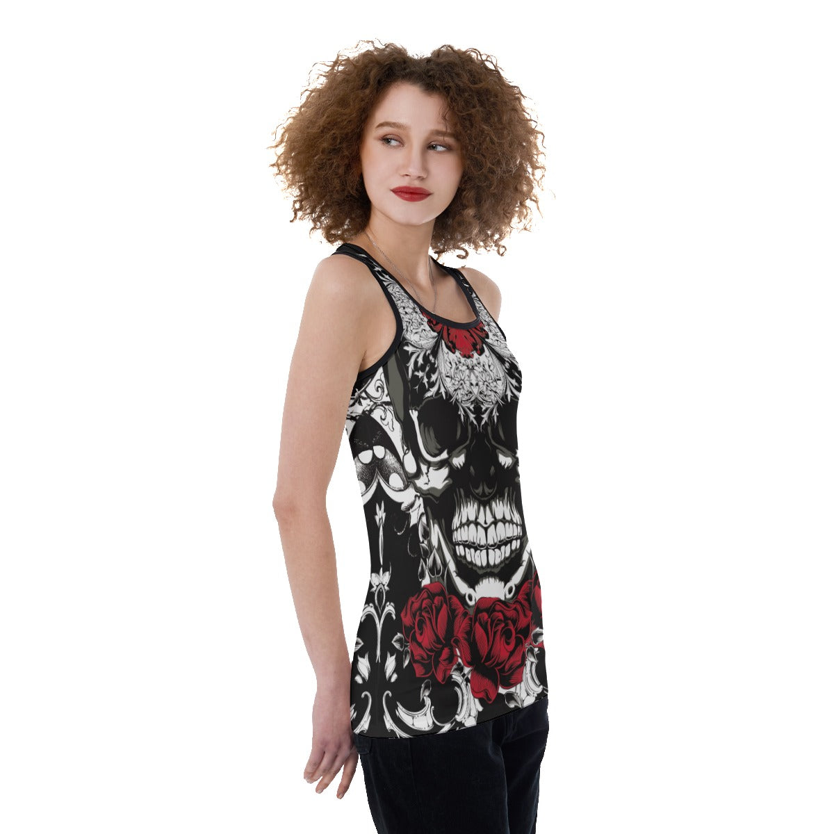 Mexican calaveras skulls Women's Back Hollow Tank Top