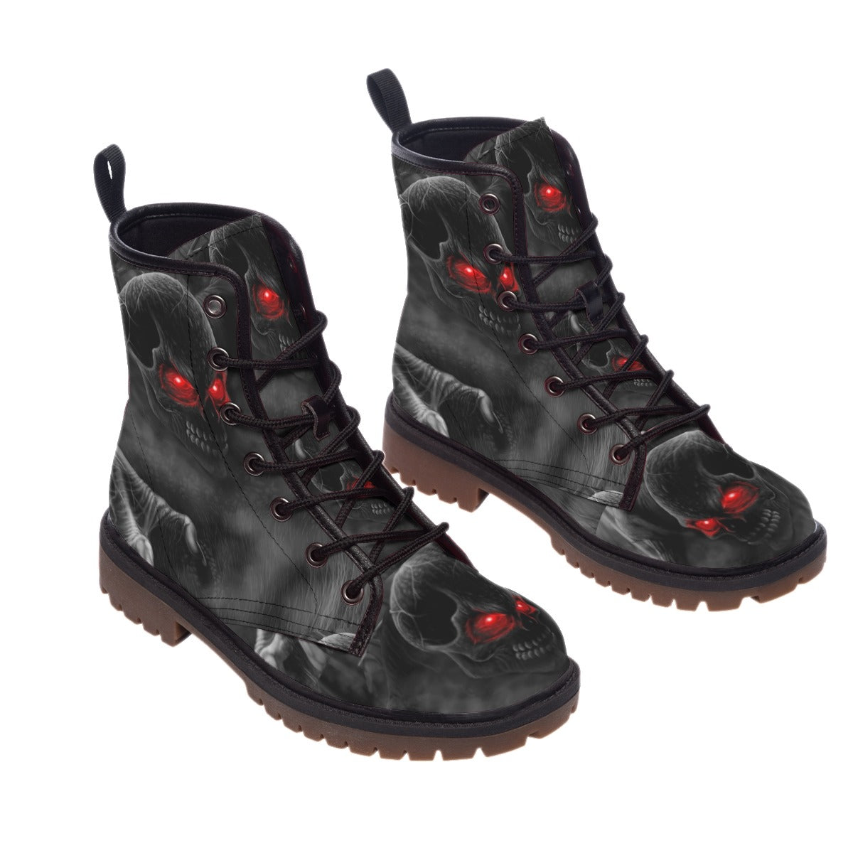 Skull red eyes gothic men's women's boots shoes, Gothic grim reaper shoes boots for men women